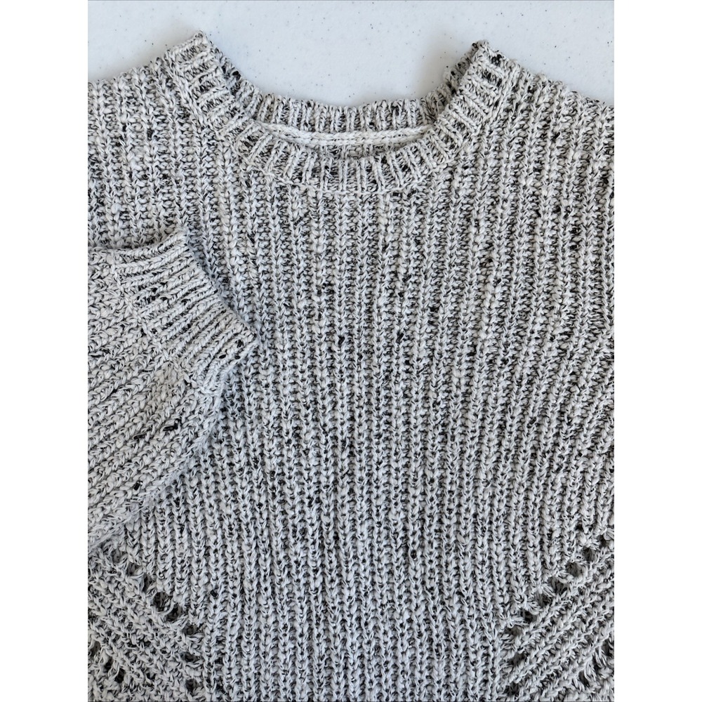 O'Neill Men's‎ Medium Cream Black Chunky Knit Long Sleeve Lightweight Sweater